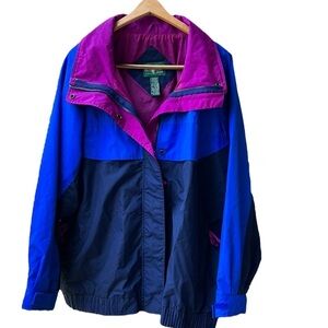 Hunt Club Woman Vintage Black/Blue/Magenta Nylon Color Block Jacket. Size 2X
